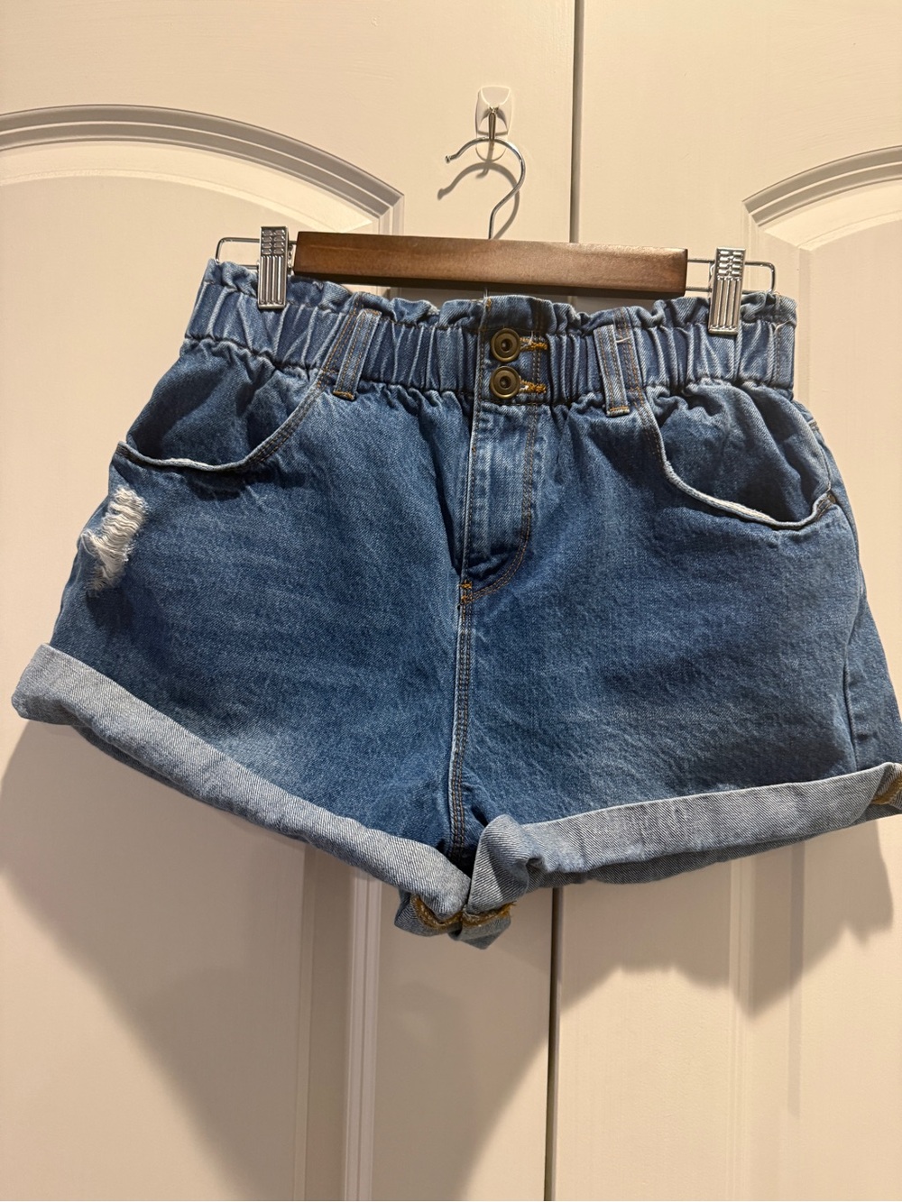 Women's a loves a Denim Paperbag Waist Shorts